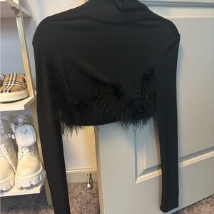 feather black turtleneck